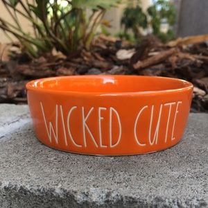 Rae Dunn Glossy Orange WICKED CUTE Cat Bowl